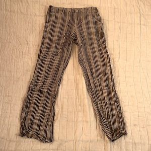 Blue and cream bootleg cut pants